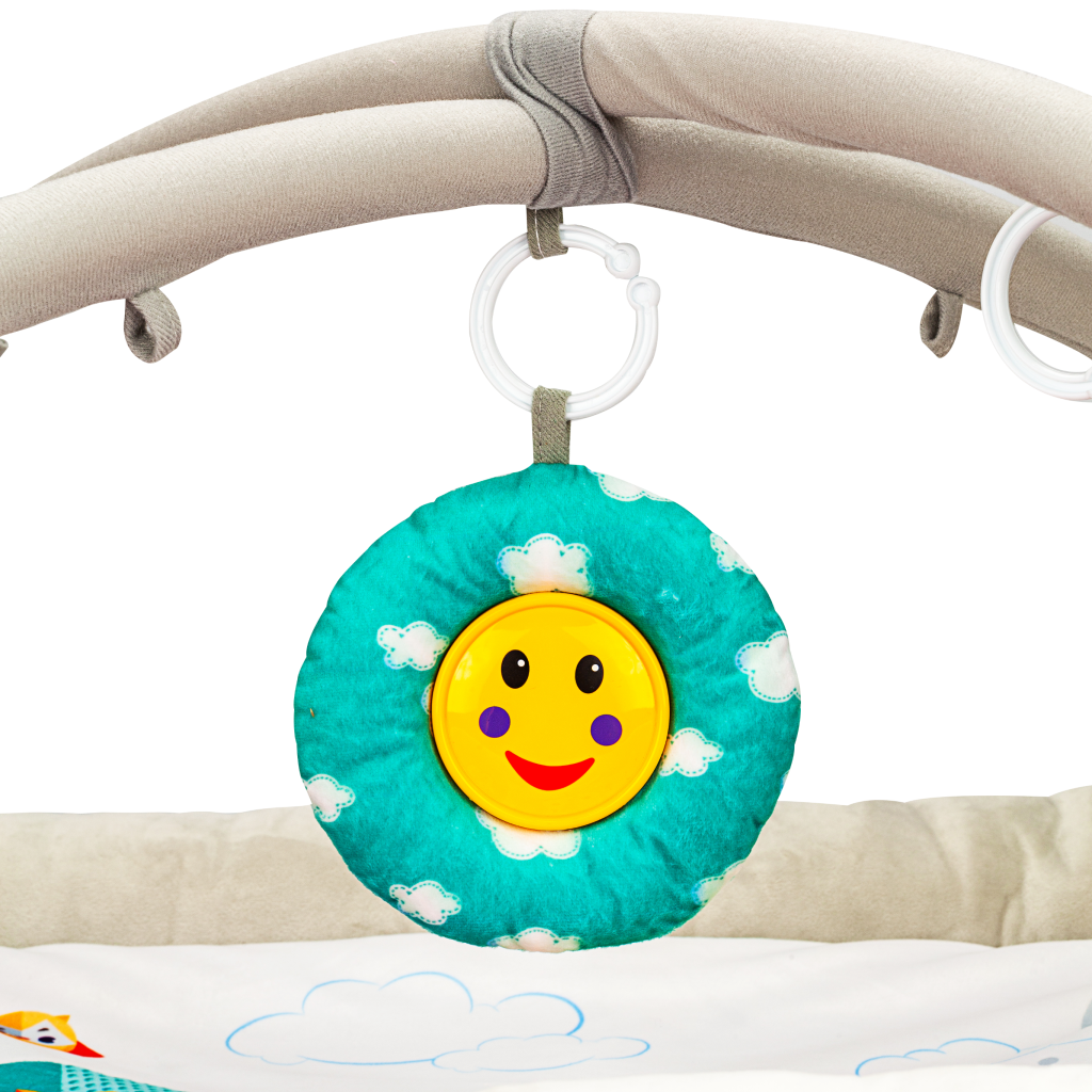 Развивающий игровой коврик Solmax для новорожденных с дугой и игрушками бежевый/розовый - фото 10