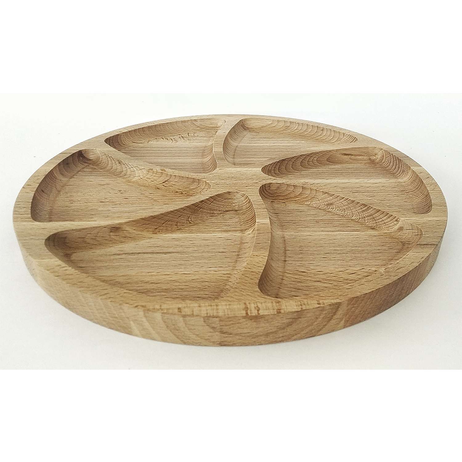 Менажница Хозяюшка круглая с отсеками деревянная из бука D 300 h 20 - фото 2