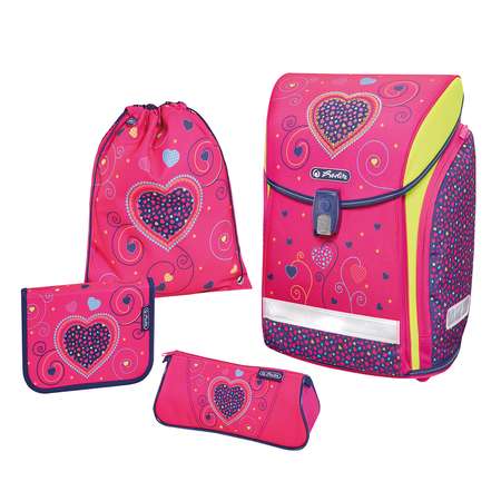 Ранец Herlitz New Midi Plus Pink Hearts с наполнением