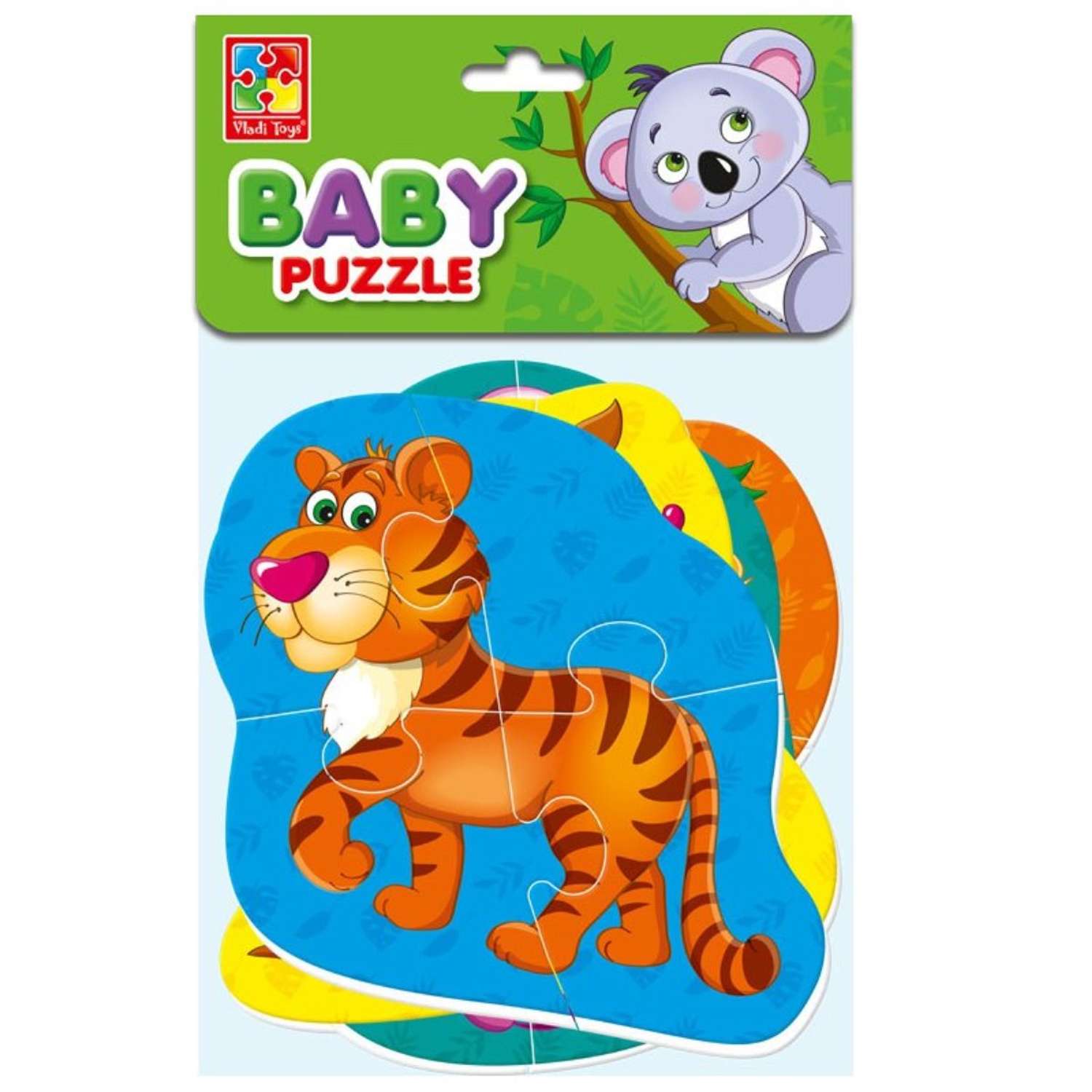 Набор пазлов Vladi Toys мягкие Baby puzzle Тигренок и друзья 4 шт - фото 1