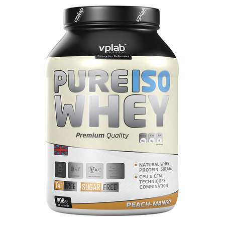 Протеин VPLAB Pure Iso Whey персик-манго 908г