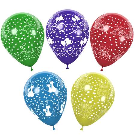 Набор воздушных шаров Bebelot С любовью шелкография 10 шт 28 см разноцветные