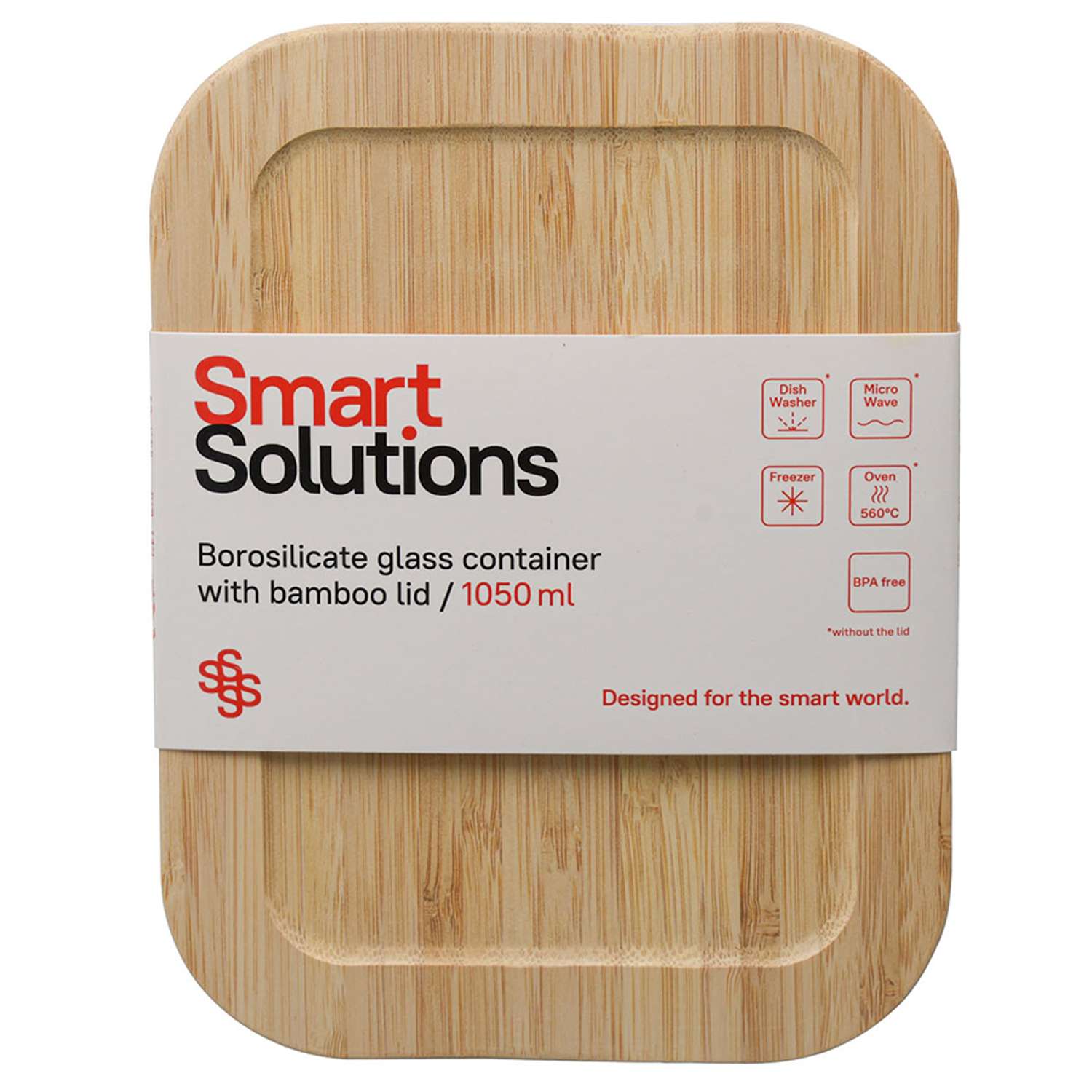 Контейнер для еды Smart Solutions стеклянный 1050 мл с крышкой из бамбука - фото 4