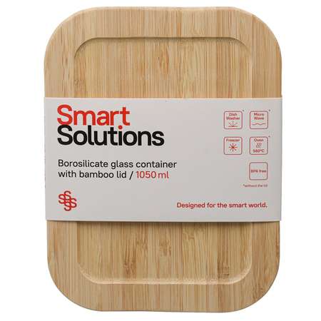 Контейнер для еды Smart Solutions стеклянный 1050 мл с крышкой из бамбука