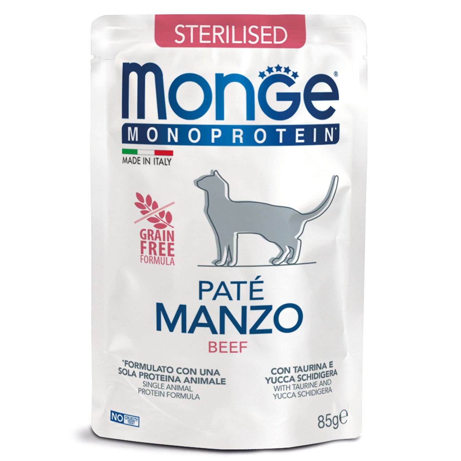 Корм для кошек Monge Monoprotein для стерилизованных говядина пауч 85г MONGE - фото 1