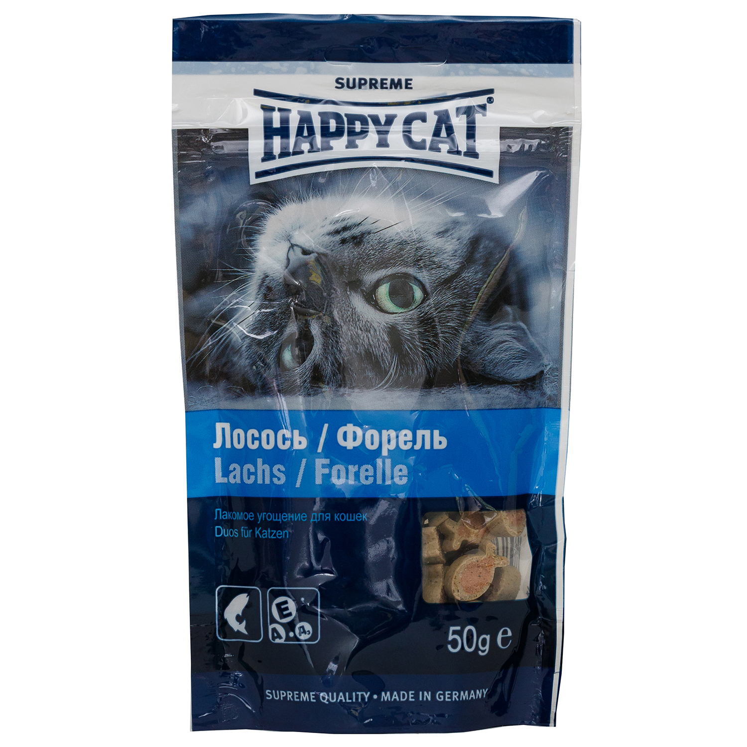 Лакомство для кошек Happy Cat Угощение лосось-форель 50г - фото 1