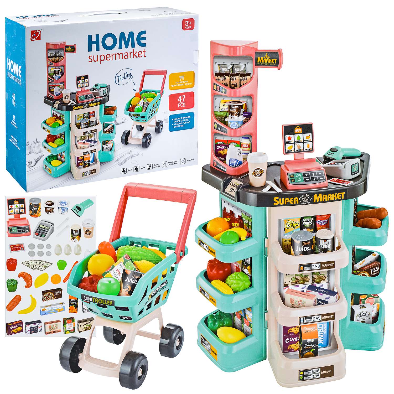 Игровой набор Ural Toys Супермаркет с тележкой для покупок - фото 1