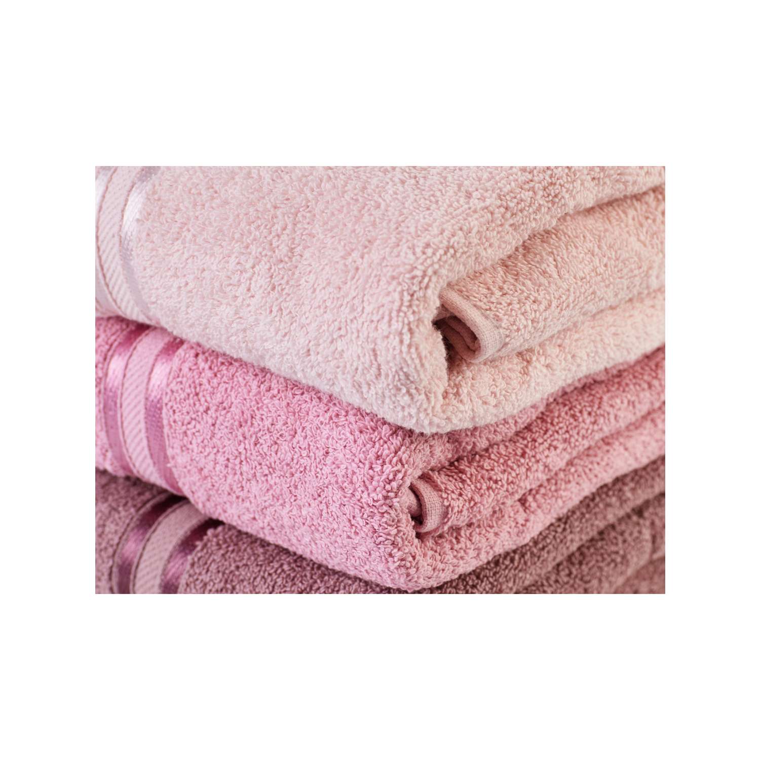 Набор полотенец 3 шт 50х90 см ATLASPLUS коричневый пудровый бледно-розовый - фото 6