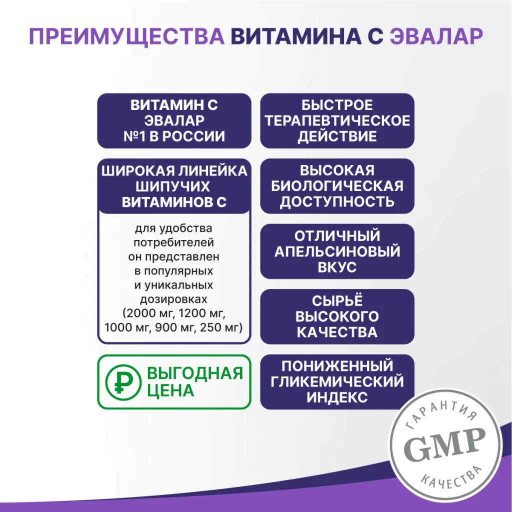 БАД Эвалар Витамин С 250 шипучие таблетки 20 штук - фото 5