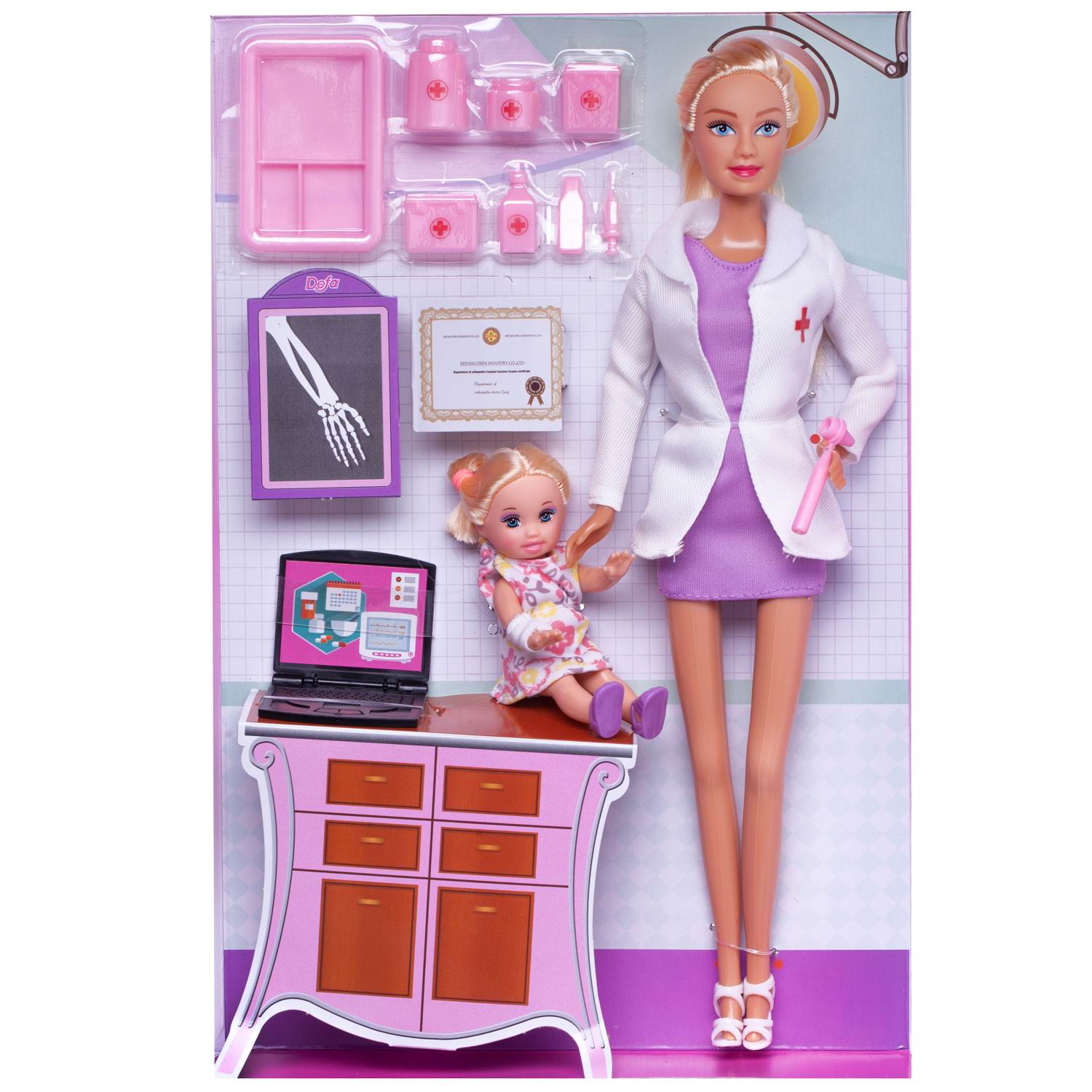 Игровой набор ABTOYS Куклы Defa Lucy Доктор и малышка 8348d/фиолетовое - фото 3