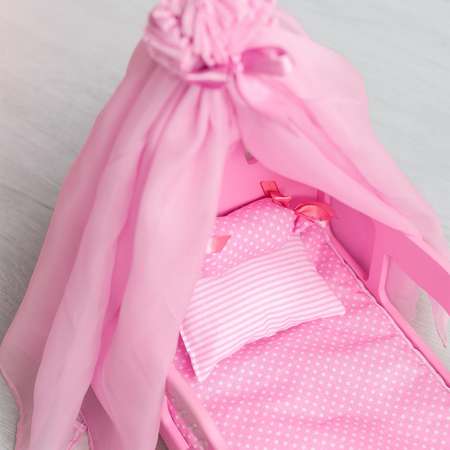 Кроватка Лесная мастерская для кукол с постельным бельем и балдахином коллекция «Diamond princess» розовый