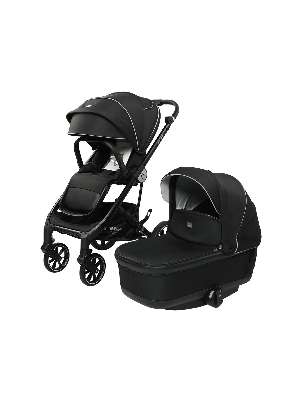 Коляска Ining baby 2 В 1 iningbaby Sevila KR338 black - фото 2