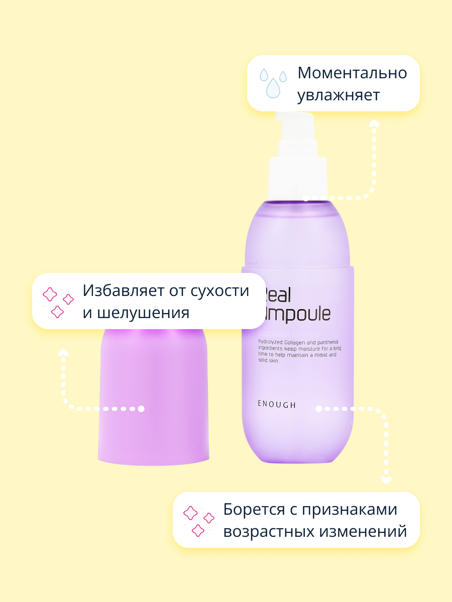 Сыворотка для лица ENOUGH Real ampoule с коллагеном укрепляющая 200 мл - фото 3