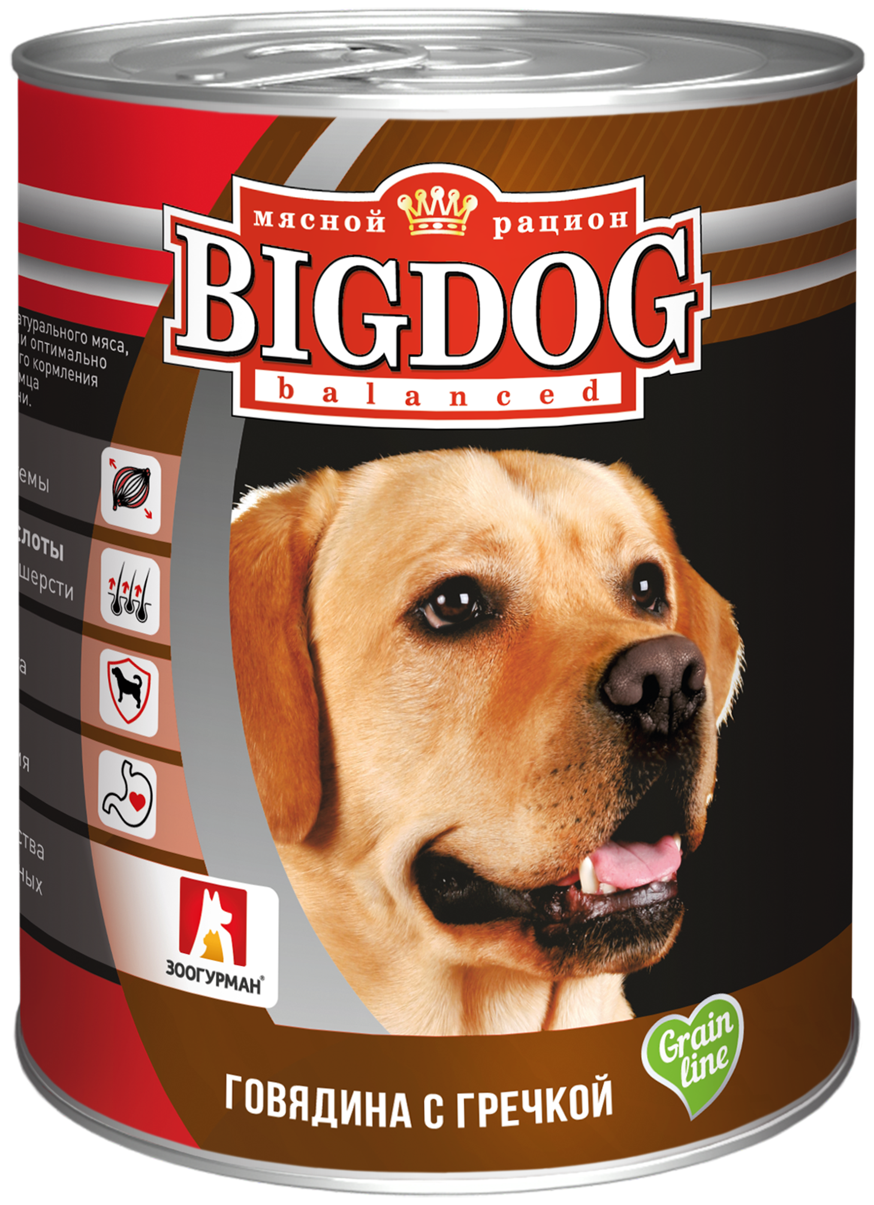 Корм влажный Зоогурман Big Dog Говядина с гречкой 850 г х 6 шт - фото 2