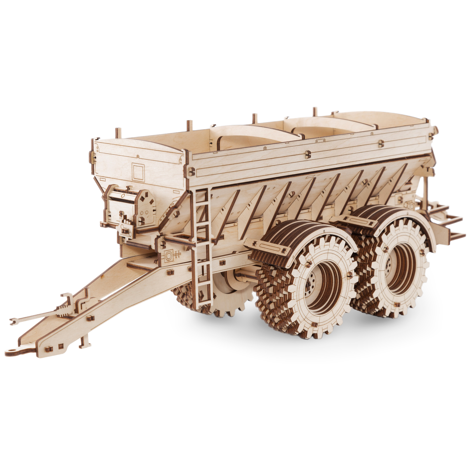 Конструктор деревянный 3D Eco Wood Art Прицеп к трактору КИРОВЕЦ К-7М - фото 1