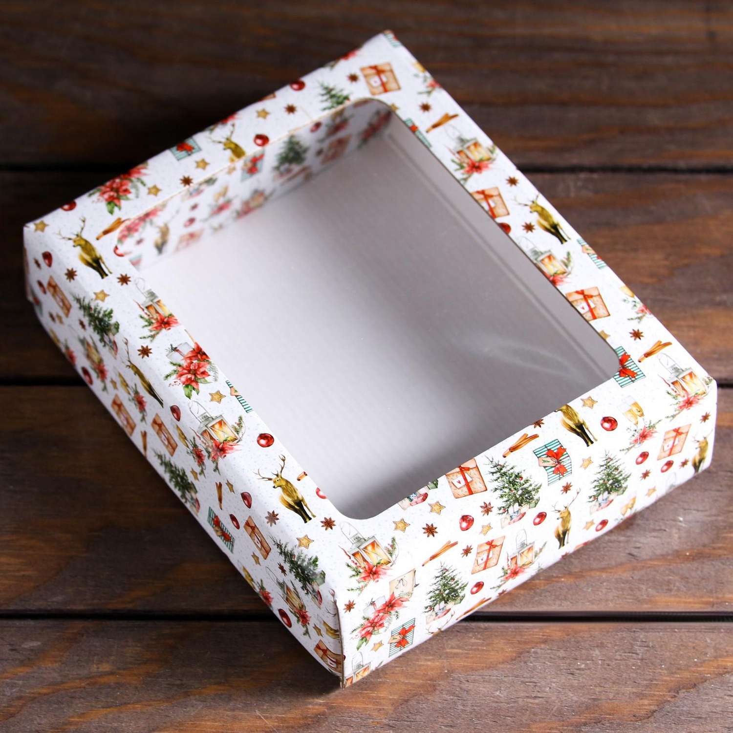 Коробка Sima-Land подарочная. крышка дно. с окном«Рождественский вечер» 18×15×5 см - фото 3