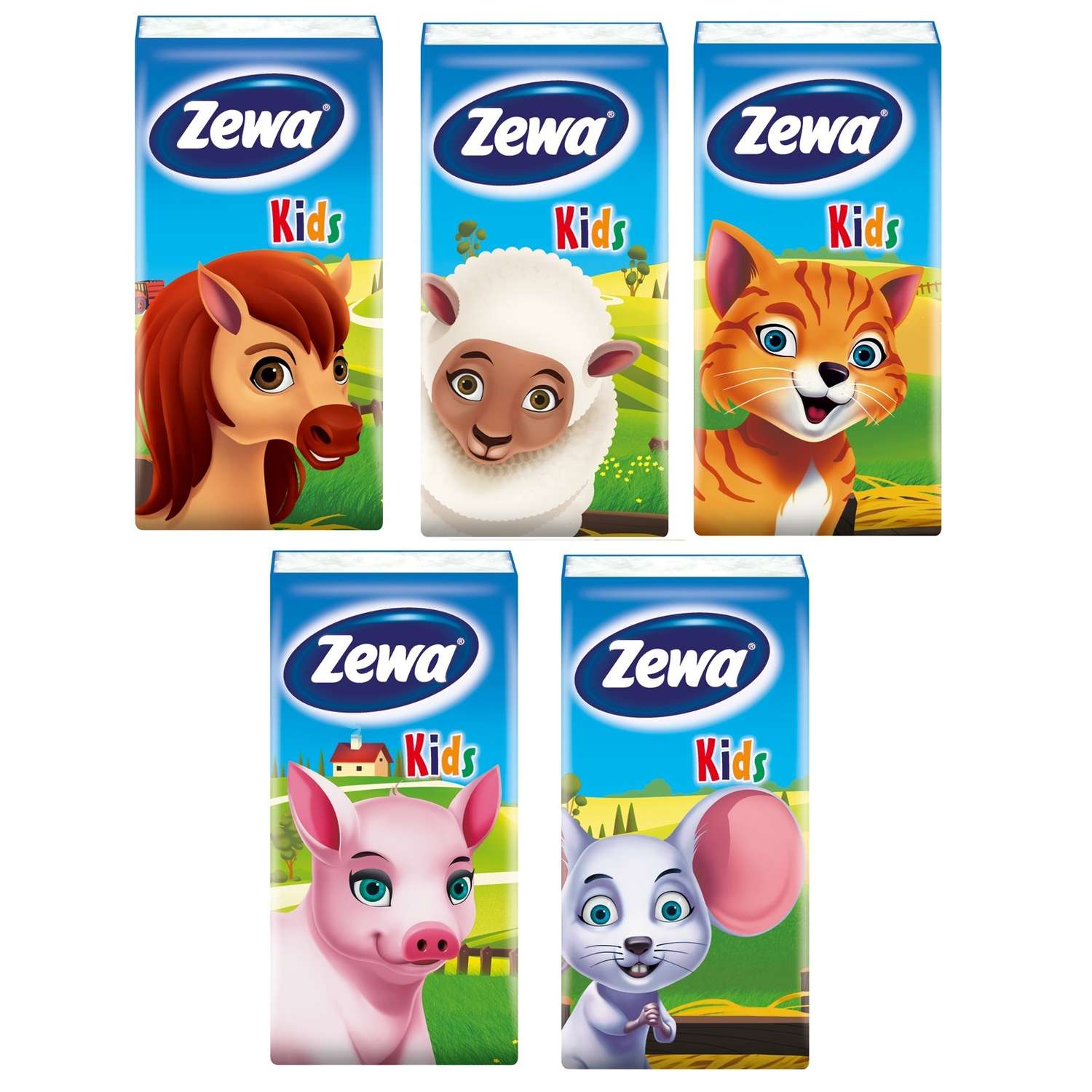 Платки носовые Zewa Kids 3 слоя 10шт в ассортименте 51122 - фото 1