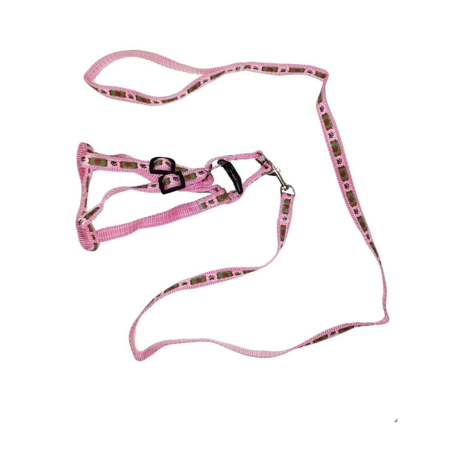 Поводок со шлейкой NPOSS Светло розовый 2 см - фото 1
