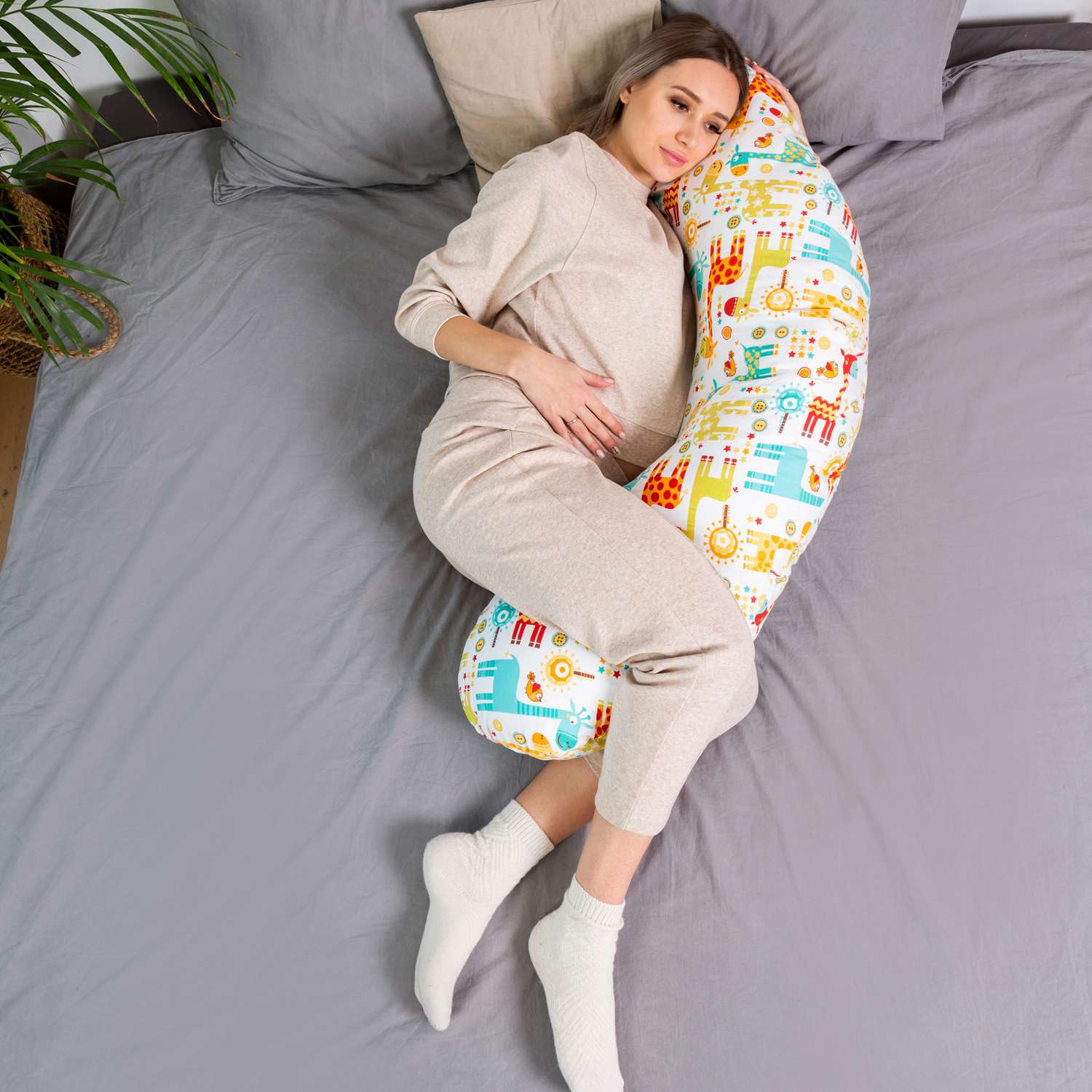 Наволочка к подушке для беременных Amarobaby Exclusive Soft Collection 101 Барашек Серый - фото 10