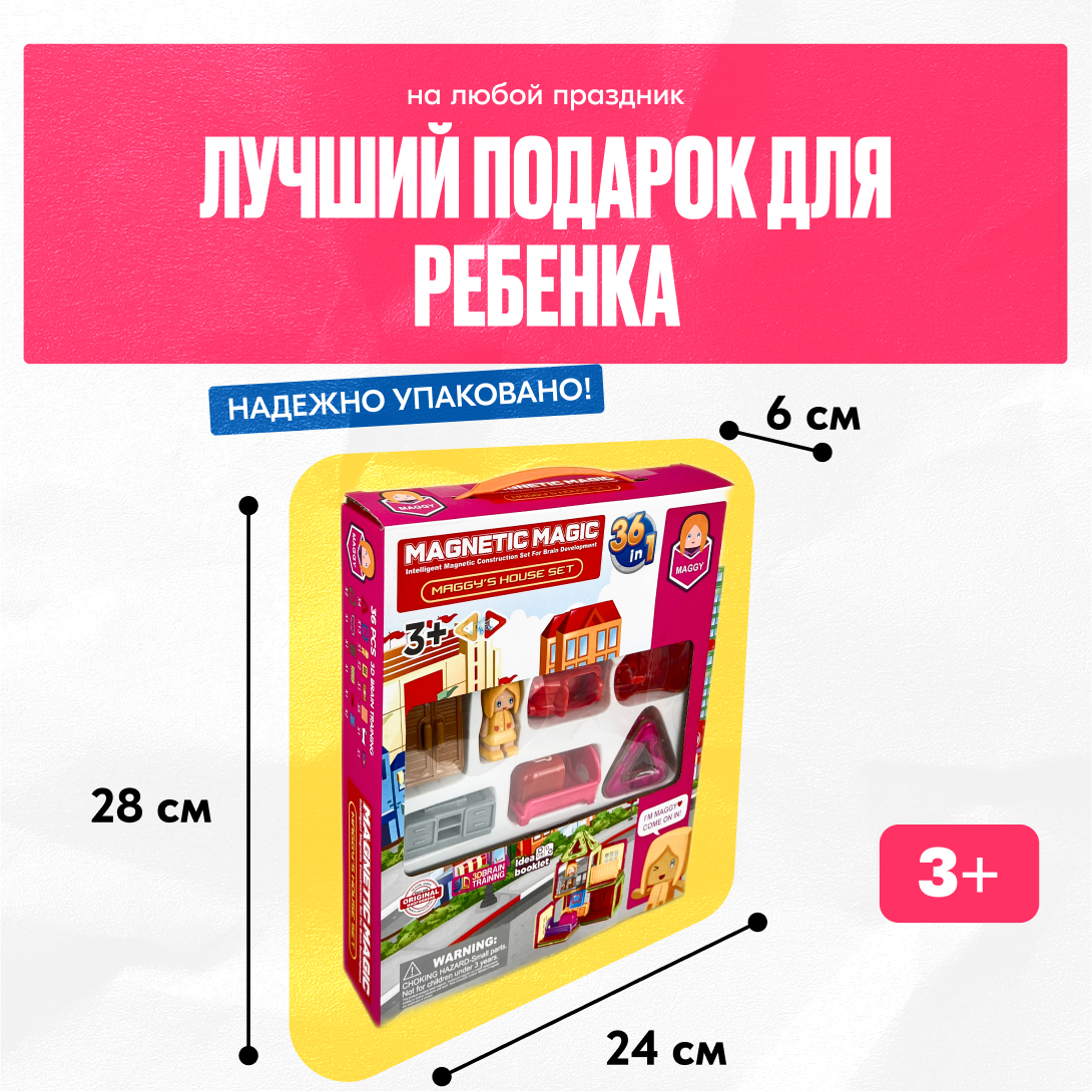 Игрушка LX Магнитный конструктор набор для дома Мегги 36 деталей - фото 6