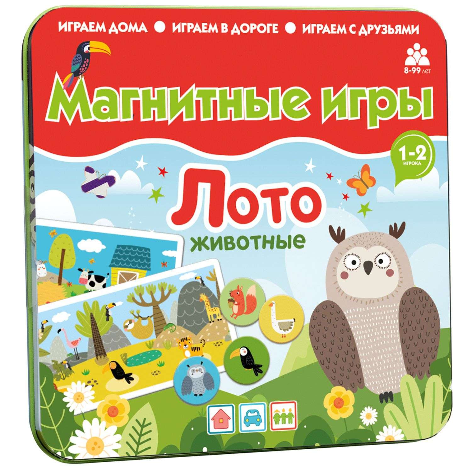 Магнитная настольная игра Бумбарам Лото Животные в дорогу - фото 1