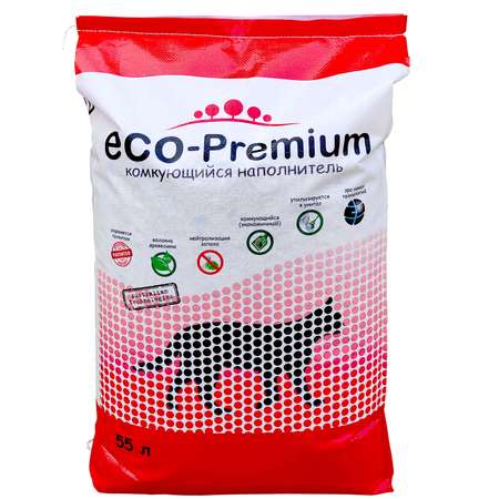 Наполнитель для кошек ECO premium Green комкующийся без запаха 55л