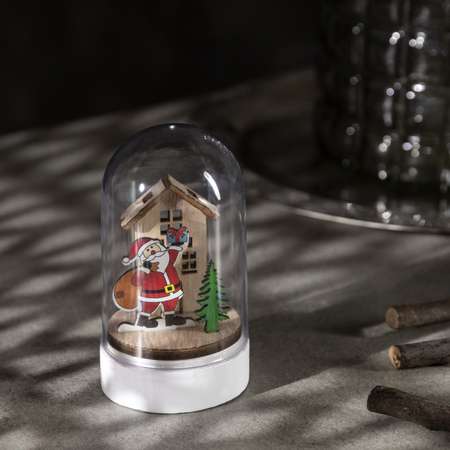 Светодиодная фигура Sima-Land под куполом «Дед Мороз с мешком» батарейки не в комлекте свечение тёплое белое