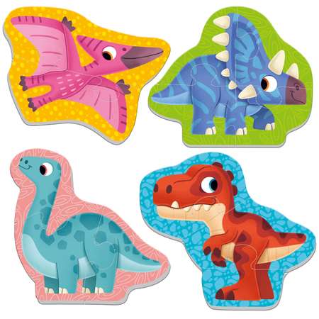 Набор пазлов Vladi Toys мягкие Baby puzzle Динозавры 4 картинки 12 элементов