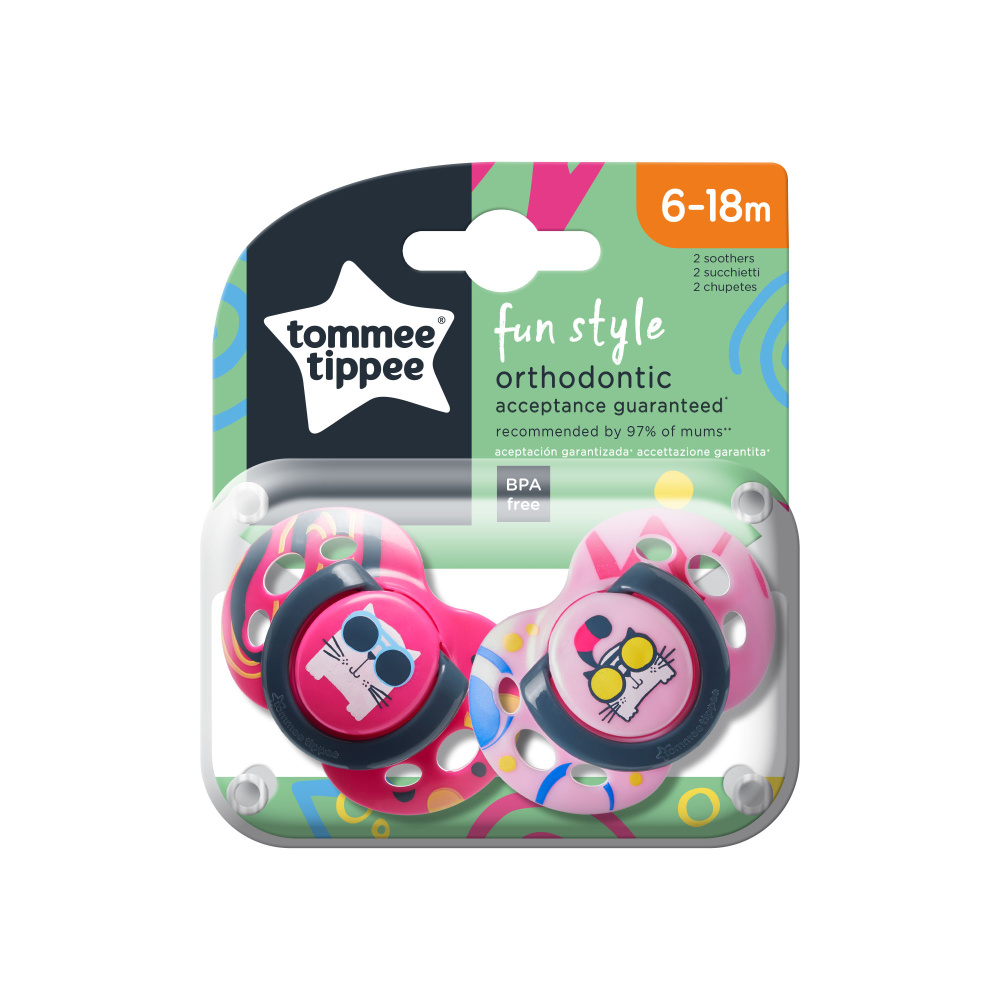 Пустышка Tommee tippee силиконовая Fun Style 6-18 мес. 2 шт. - фото 1