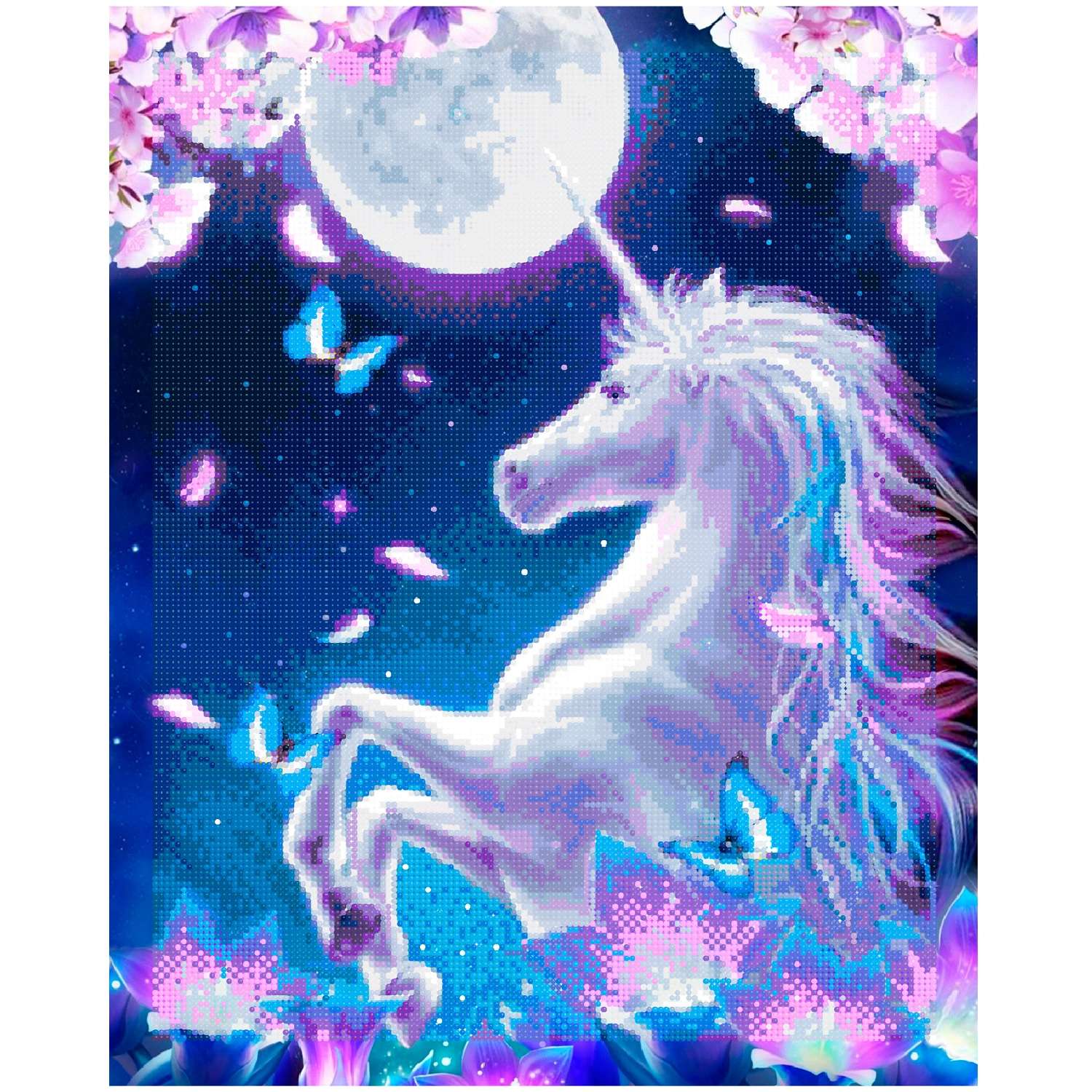 Алмазная мозаика Art on Canvas Единорог в лунном свете холст на подрамнике 40*50 - фото 2