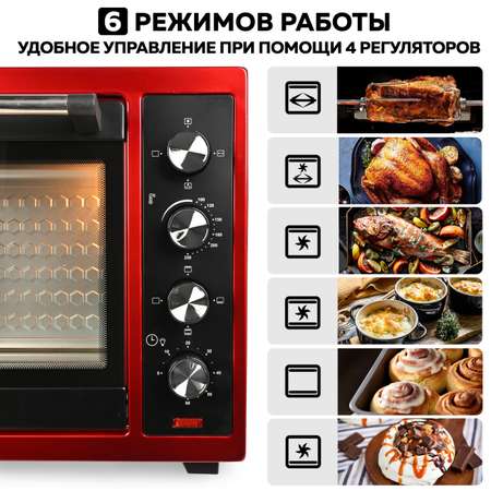 Мини-печь GFGRIL многофункциональная GFO-77 2 800 Вт c вертелом и конвекцией