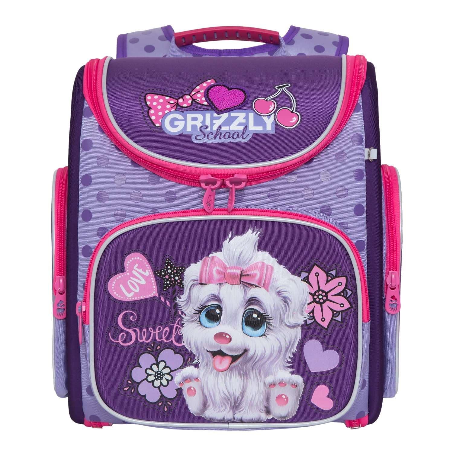 Рюкзак школьный Grizzly Собачка Фиолетовый-Лаванда RAr-080-3/1 - фото 1