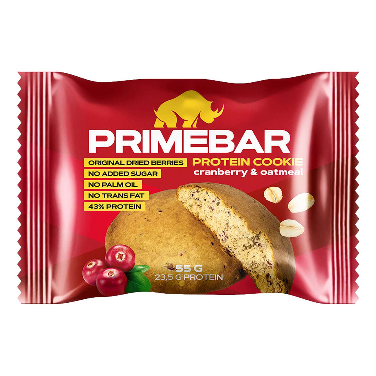 Печенье протеиновое Primebar клюква-овес 55г - фото 1