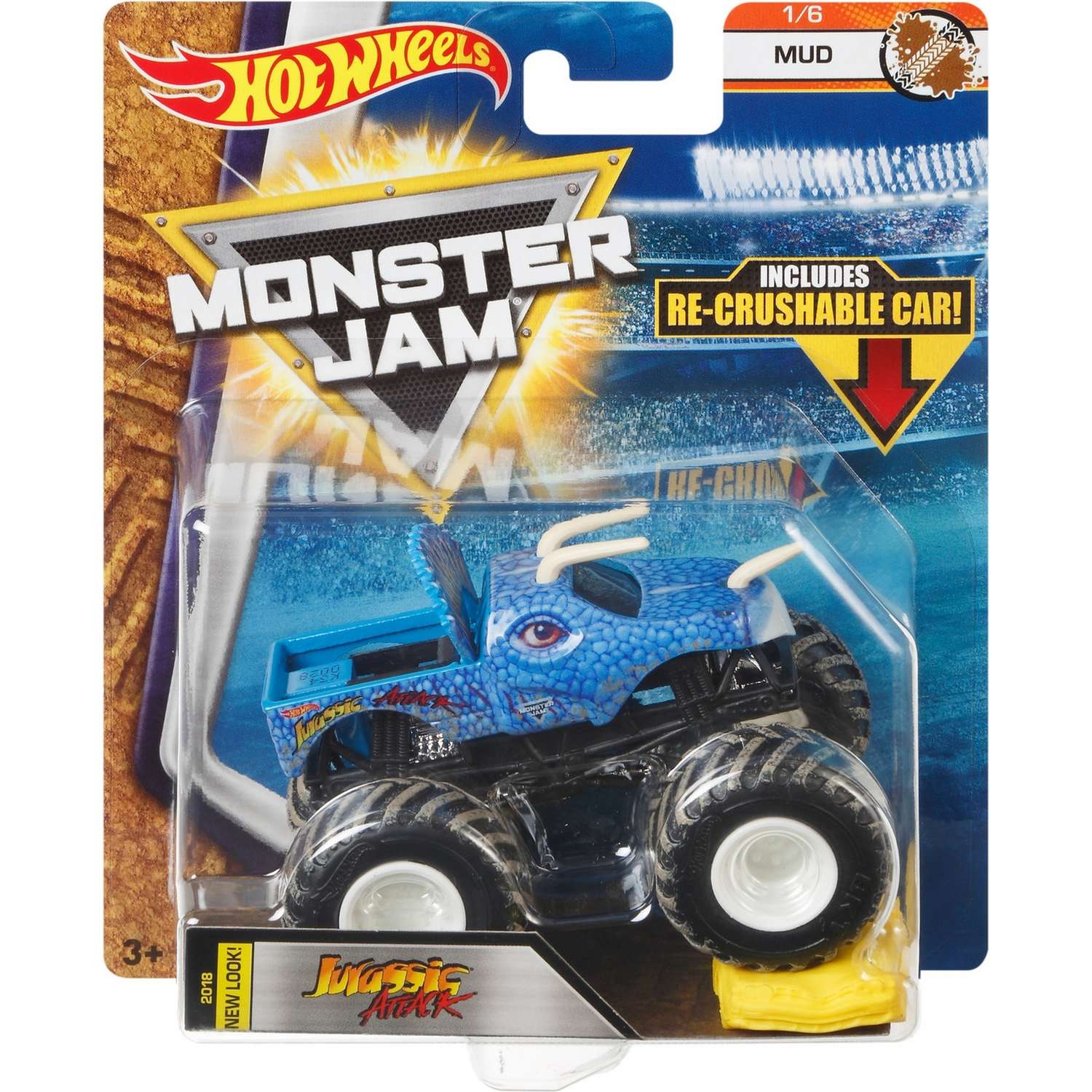 Машина Hot Wheels Monster Jam 1:64 Mud Юрская атака FLW86 21572 - фото 2