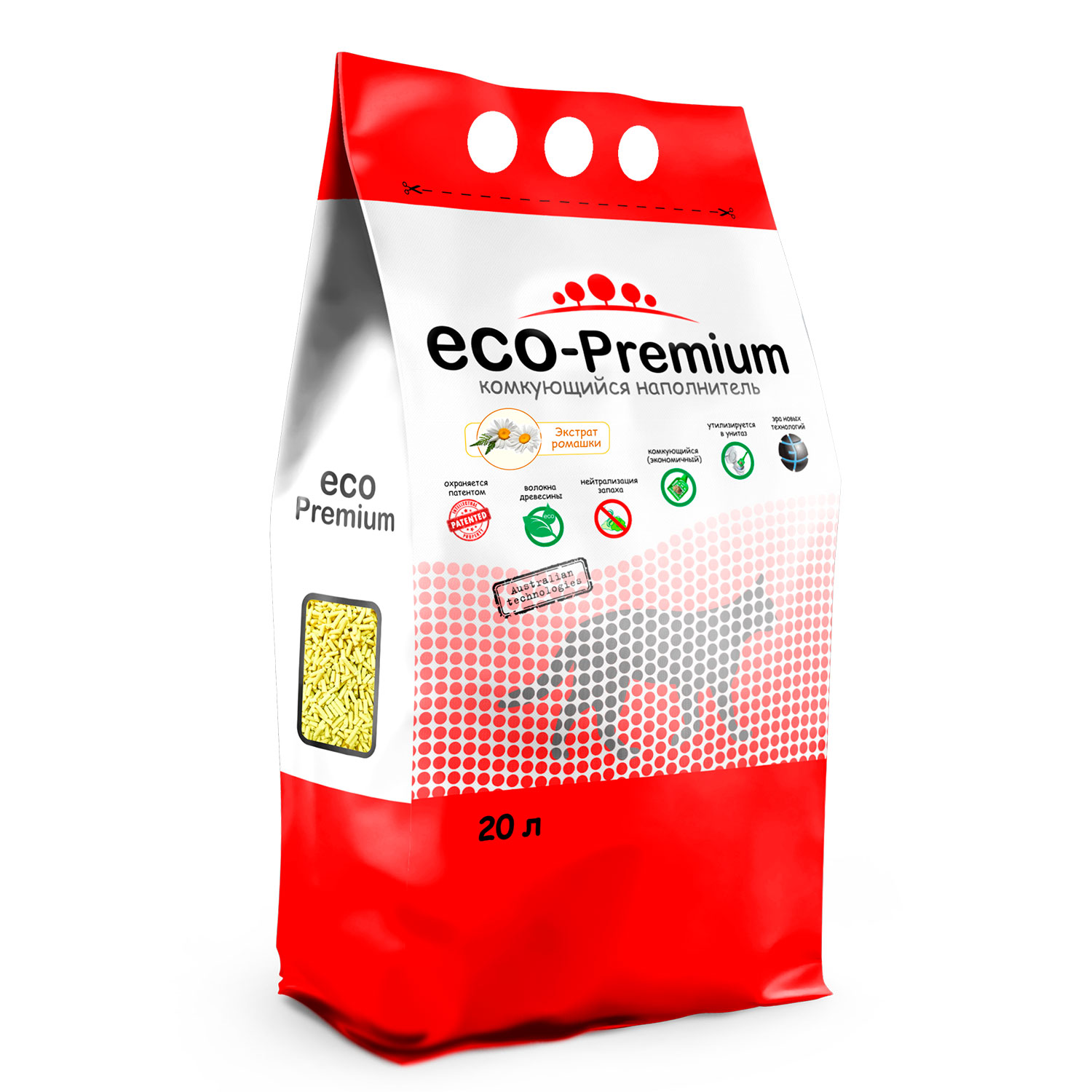 Наполнитель для кошек ECO premium комкующийся Ромашка 20л - фото 1