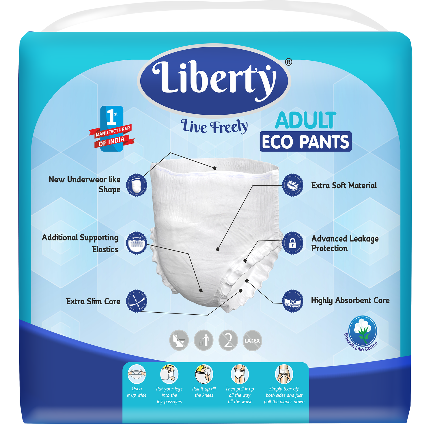 Подгузники-трусики для взрослых Liberty Eco Pants L 75-100см 10шт - фото 3