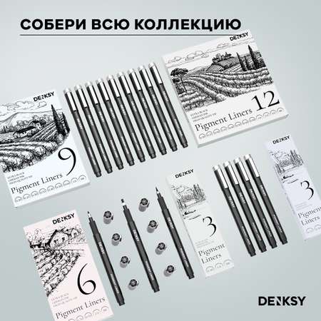 Капиллярные ручки DENKSY 3 штуки