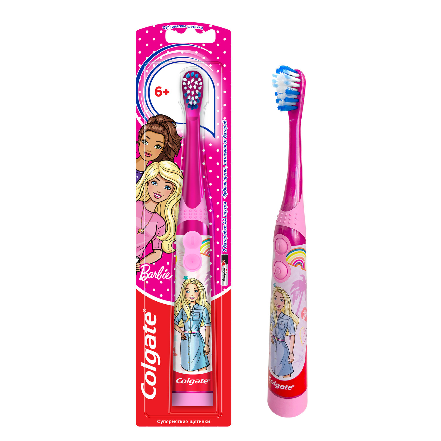 Зубная щетка Colgate Barbie супермягкая электрическая Розовая - фото 5