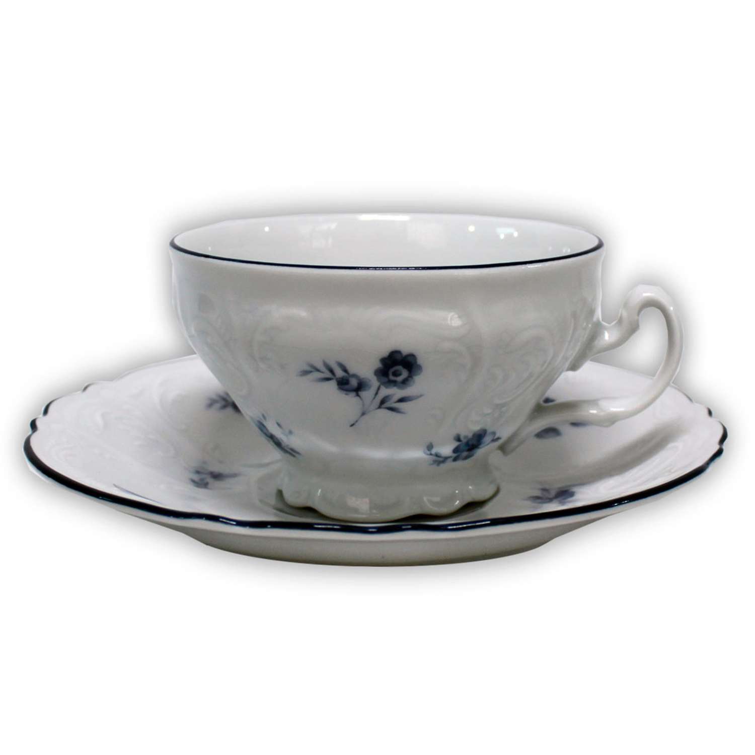 Чашка с блюдцем Bernadotte Синие мелкие цветы 205 мл - фото 1