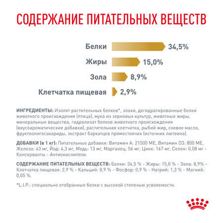 Корм для кошек ROYAL CANIN Veterinary Diet Urinary S/O LP34 Лечение и профилактика МКБ 1.5кг