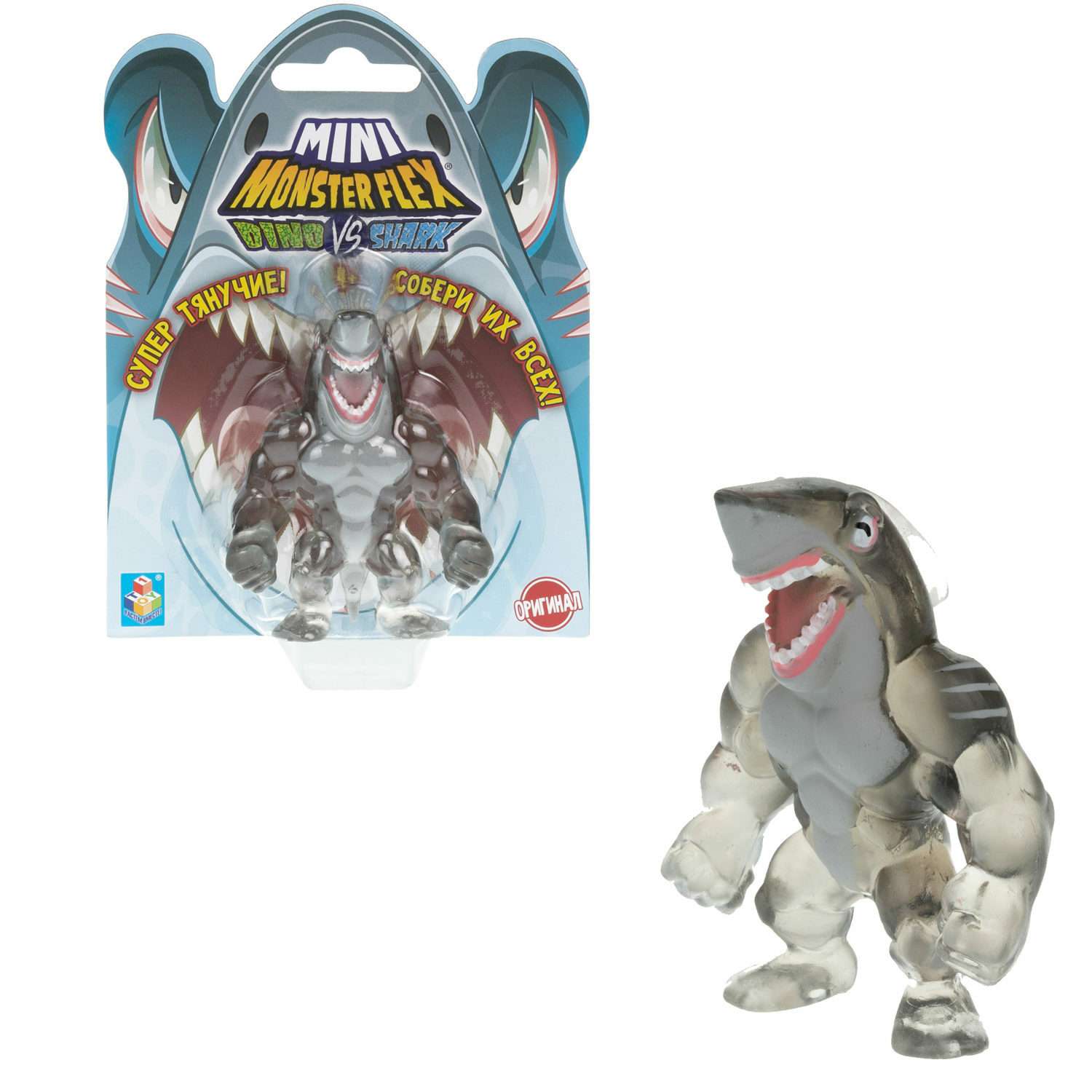 Игрушка-антистресс Monster flex mini dino и shark Акула-тигр 7см - фото 1