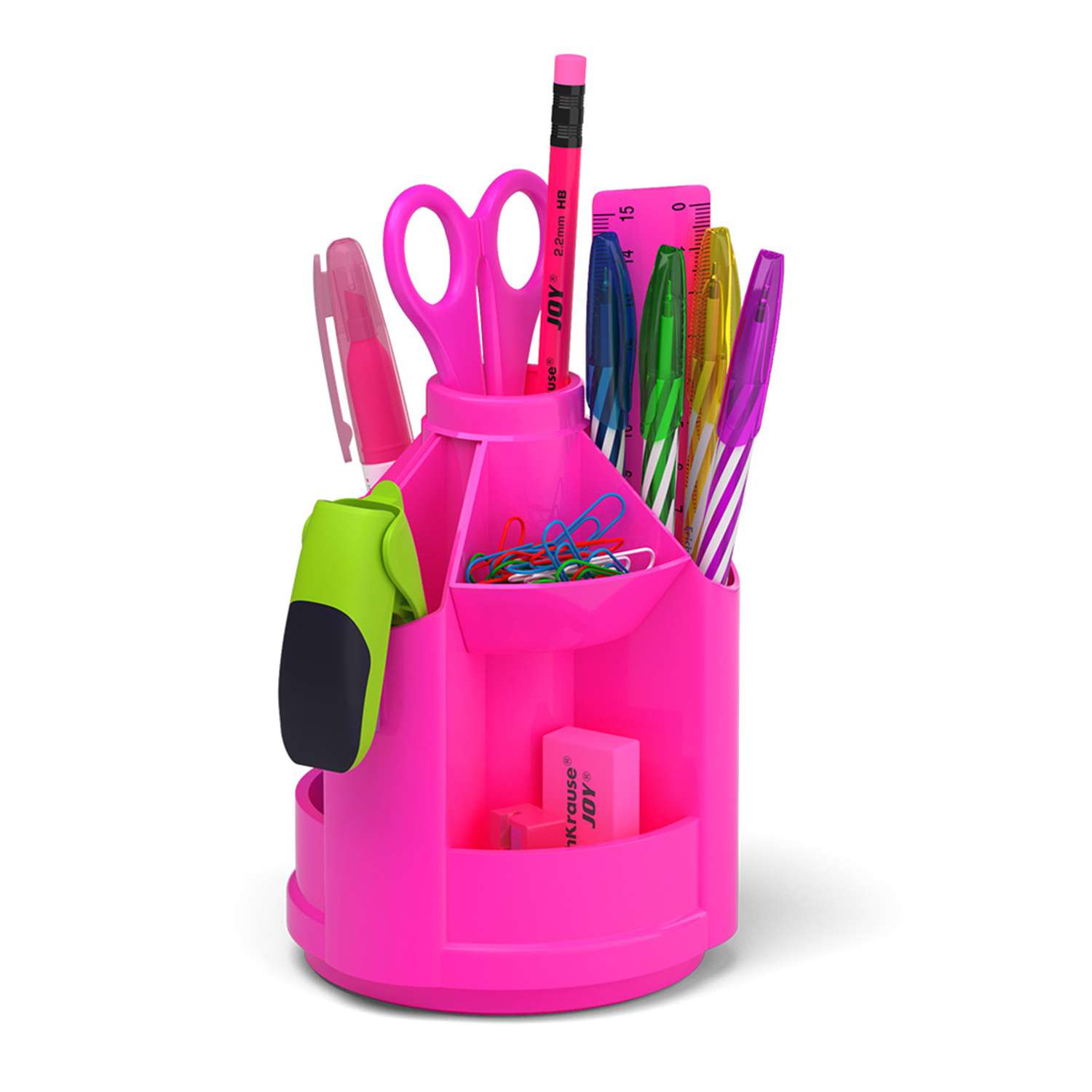 Набор настольный ErichKrause Mini Desk Neon Solid вращающийся розовый - фото 1
