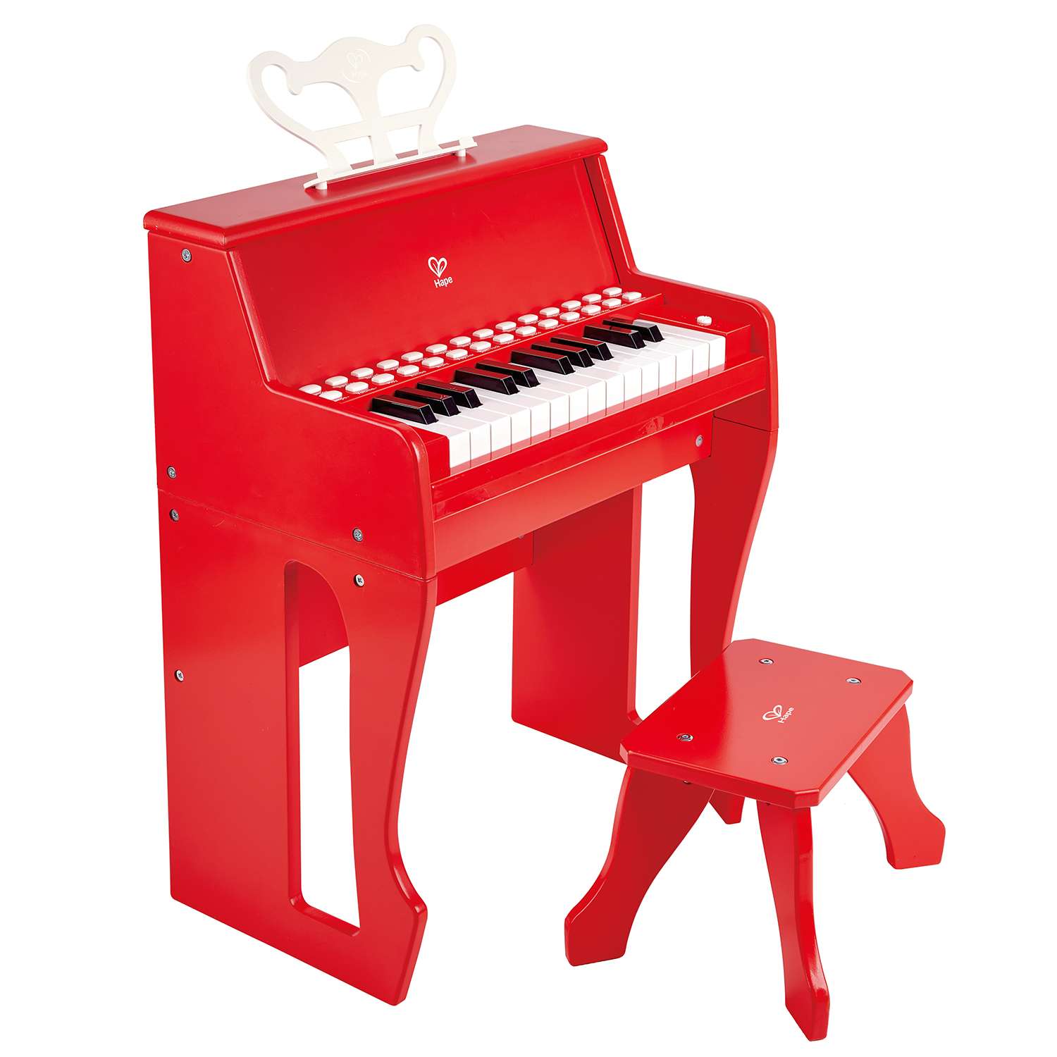Музыкальная игрушка Hape Пианино с табуреткой цвет красный - фото 2