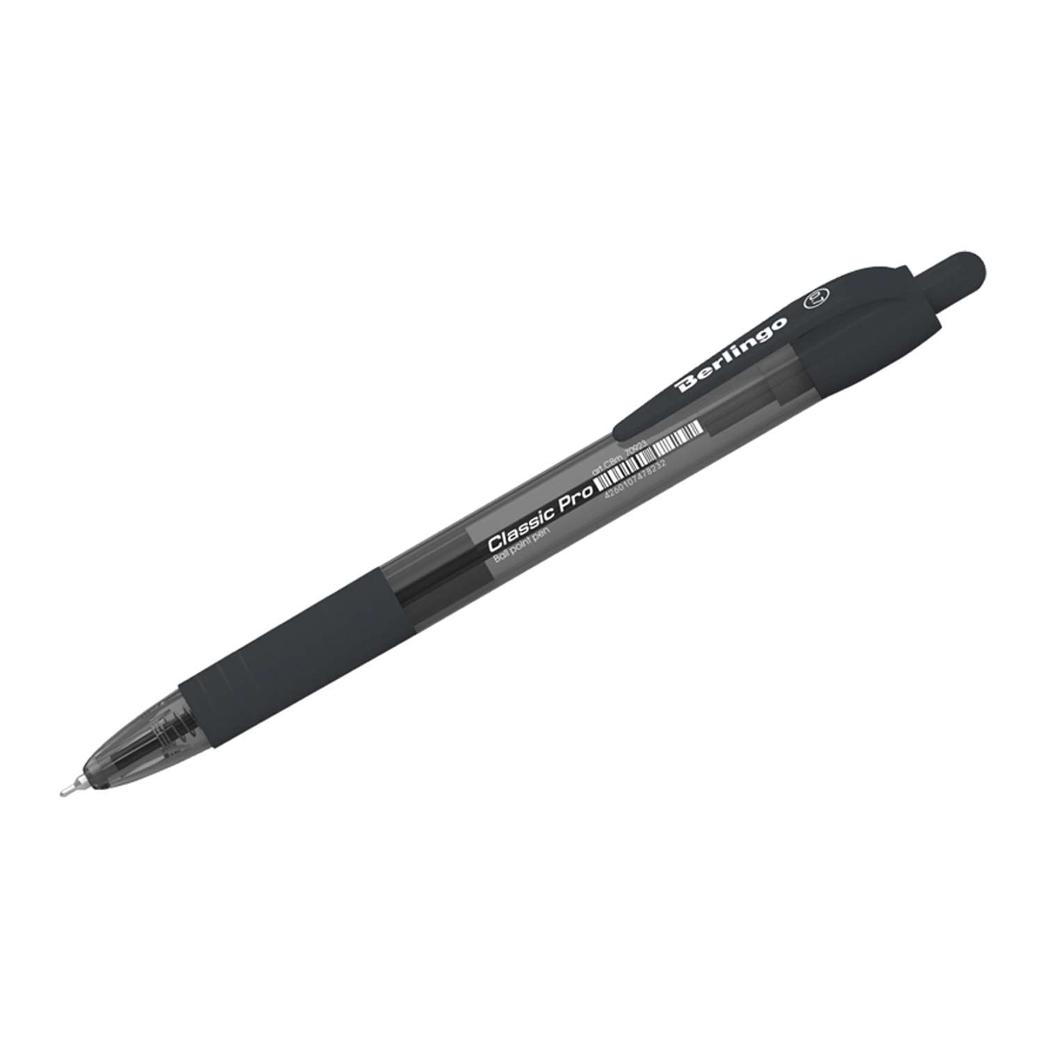Ручка шариковая автоматическая Berlingo Classic Pro черная 07мм грип набор 12 шт - фото 1