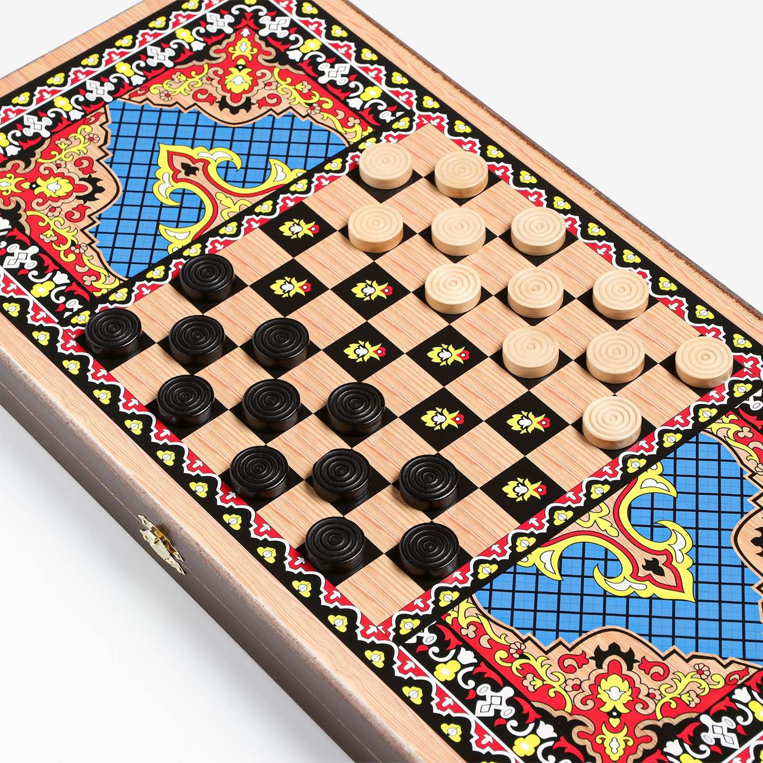 Нарды Sima-Land «Голубой узор» деревянная доска 50х50 см с полем для игры в шашки - фото 3