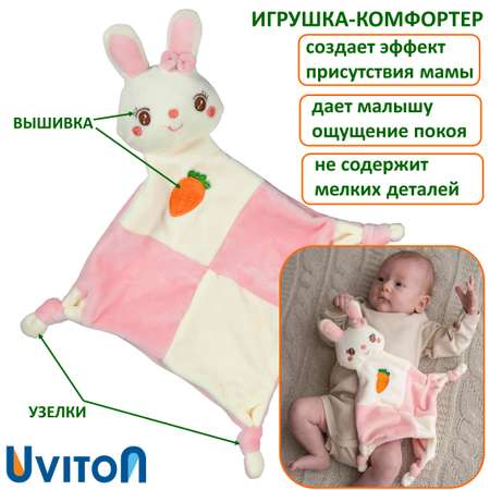 Комфортер для новорожденных Uviton мягкая Кролик розовый