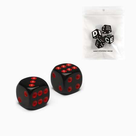 Кубики Sima-Land Игральные «Время игры» 1.6х1.6 см набор 2 шт черные