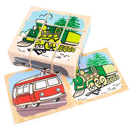 Кубики детские Томик развивающие транспорт 9 штук 4444-1