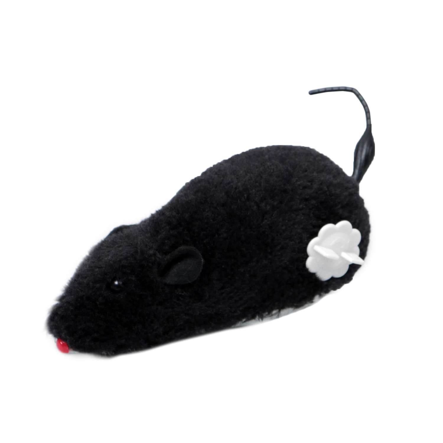 Мышь заводная Пижон меховая 12 см чёрная - фото 1
