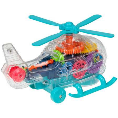 Вертолет игрушка Движок 1TOY с шестеренками светящийся музыкальный для детей 1 шт